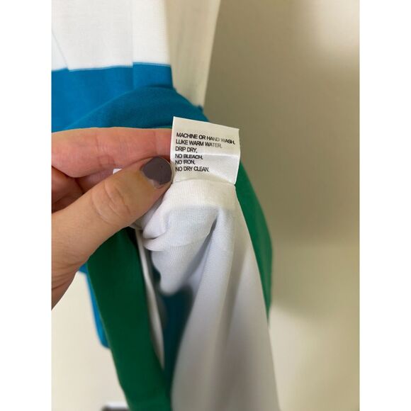 Misook Dress Women's M  Colorblock‎ Sleeveless Sheath Dress Tank knit blue green - Picture 6 of 11